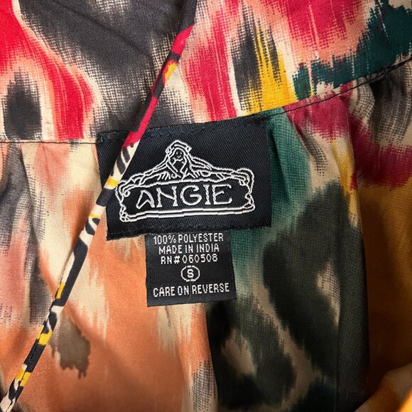 Angie One Shoulder Asymmetrical Colorful Festival Artsy Maxi Dress Sz S - Picture 4 of 11